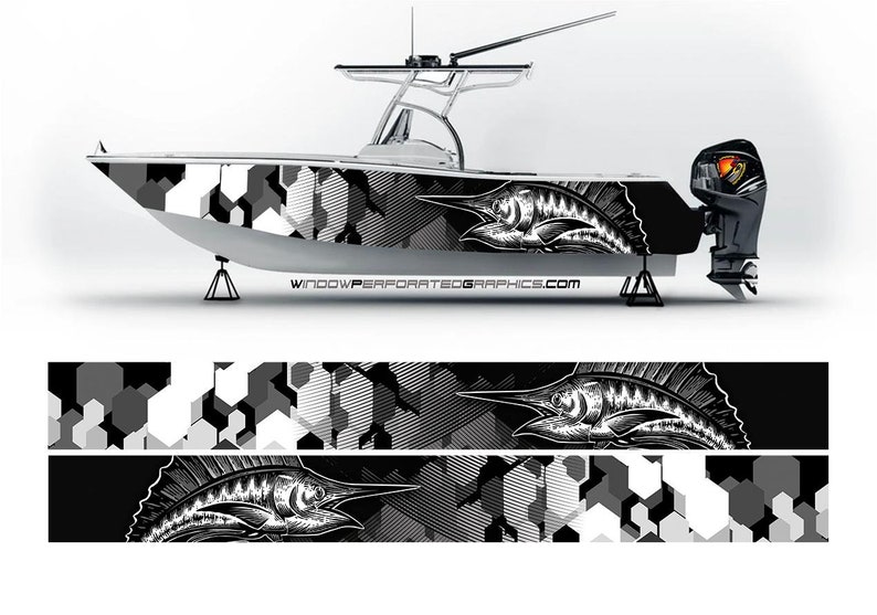 Camo Black and White Marlin Fi - огляд і ціна Fishing Boat Trailer